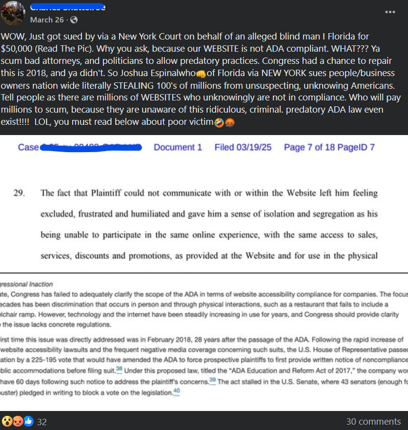 User Sued for ADA Compliance